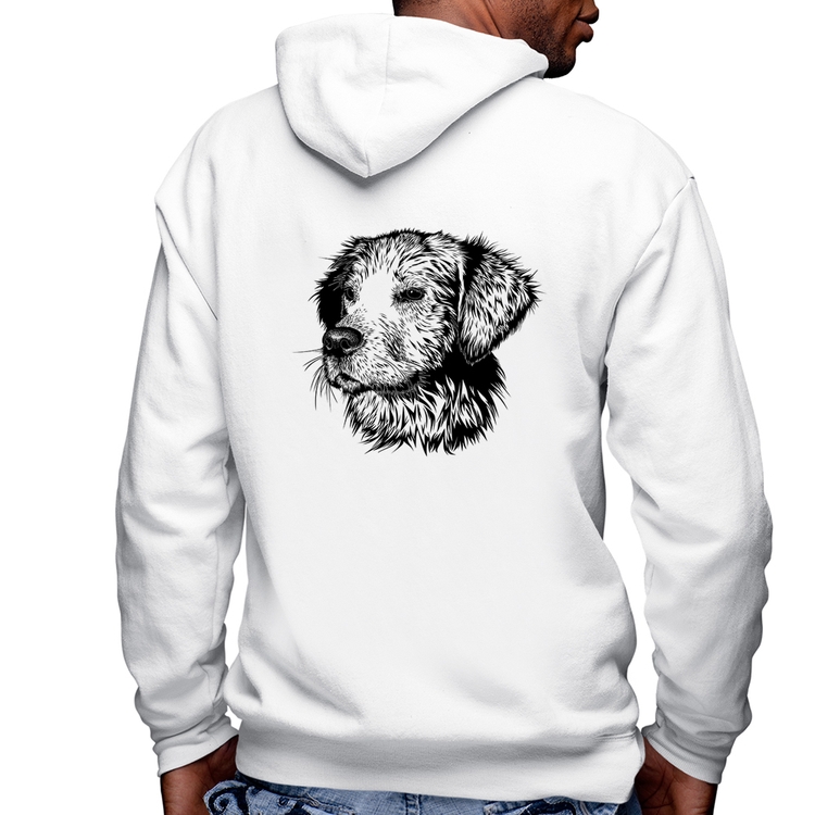 Blusa Moletom Cãozinho Masculina com Capuz e Zíper - Branca