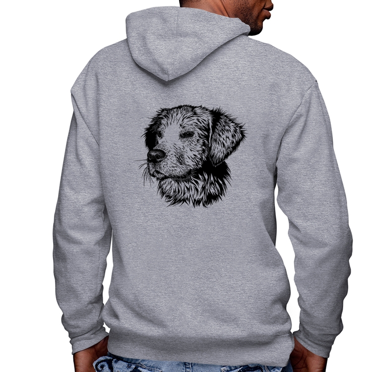 Blusa Moletom Cãozinho Masculina com Capuz e Zíper - Mescla