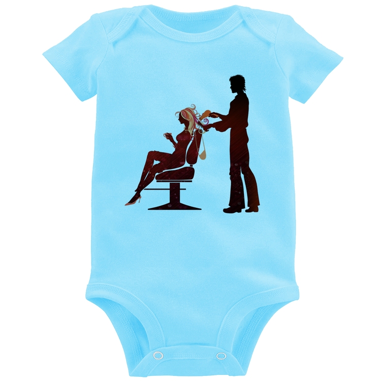 Body Bebê Cabeleireiro - Azul Bebê