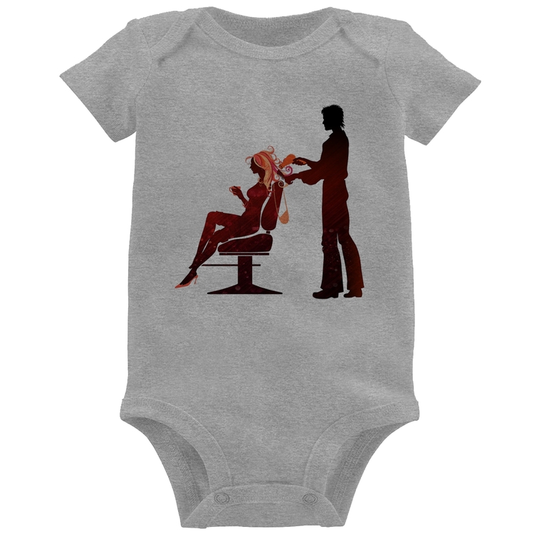 Body Bebê Cabeleireiro - Cinza