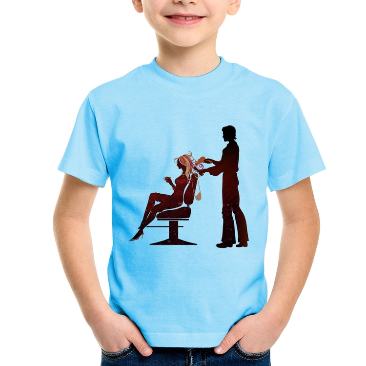 Camiseta Infantil Cabeleireiro - Azul Bebê