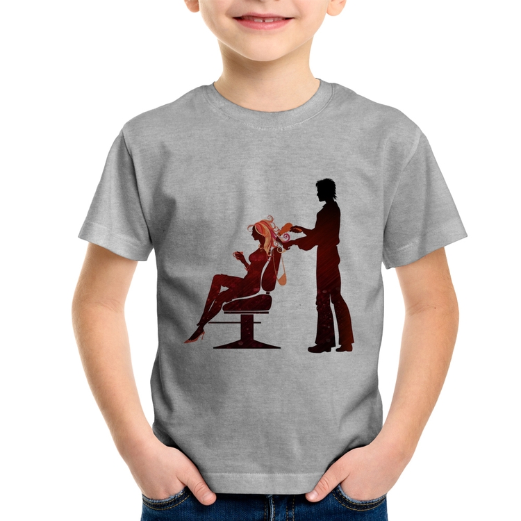 Camiseta Infantil Cabeleireiro - Cinza