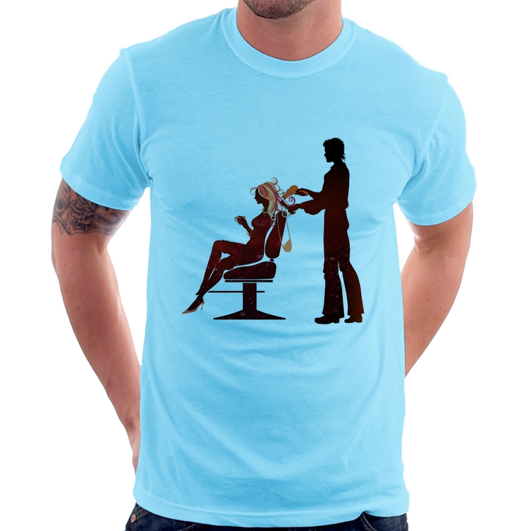 Camiseta Cabeleireiro - Azul Bebê