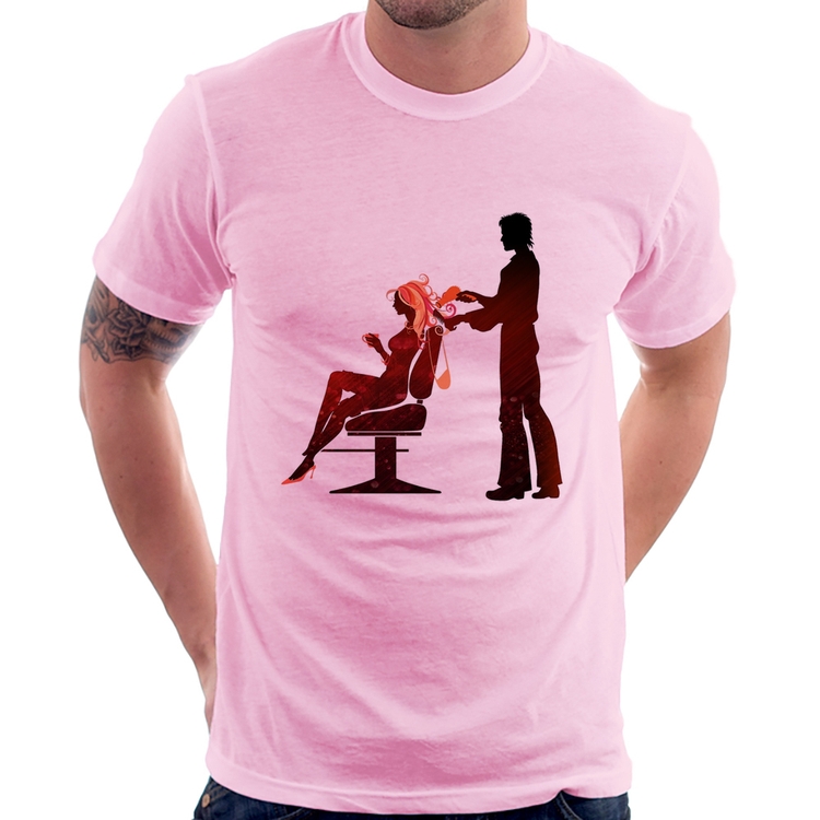 Camiseta Cabeleireiro - Rosa Bebê