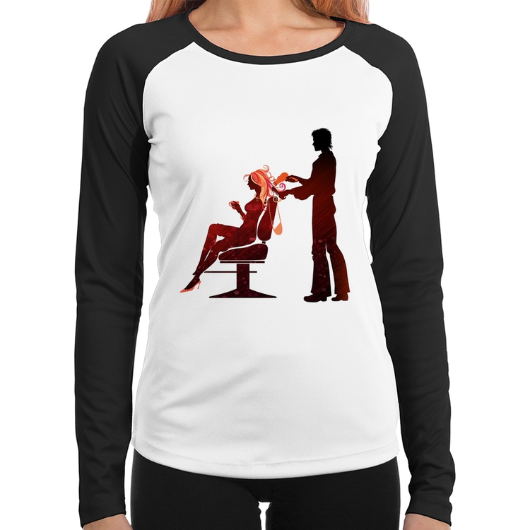 Baby Look Raglan Cabeleireiro Manga Longa