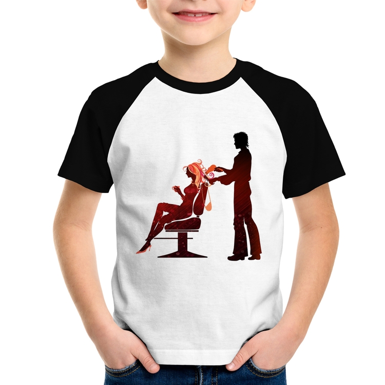 Camiseta Raglan Infantil Cabeleireiro