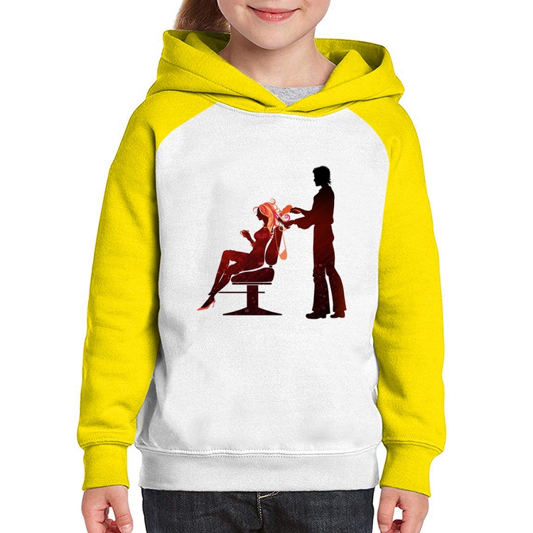 Moletom Infantil Cabeleireiro - Branco/Amarelo