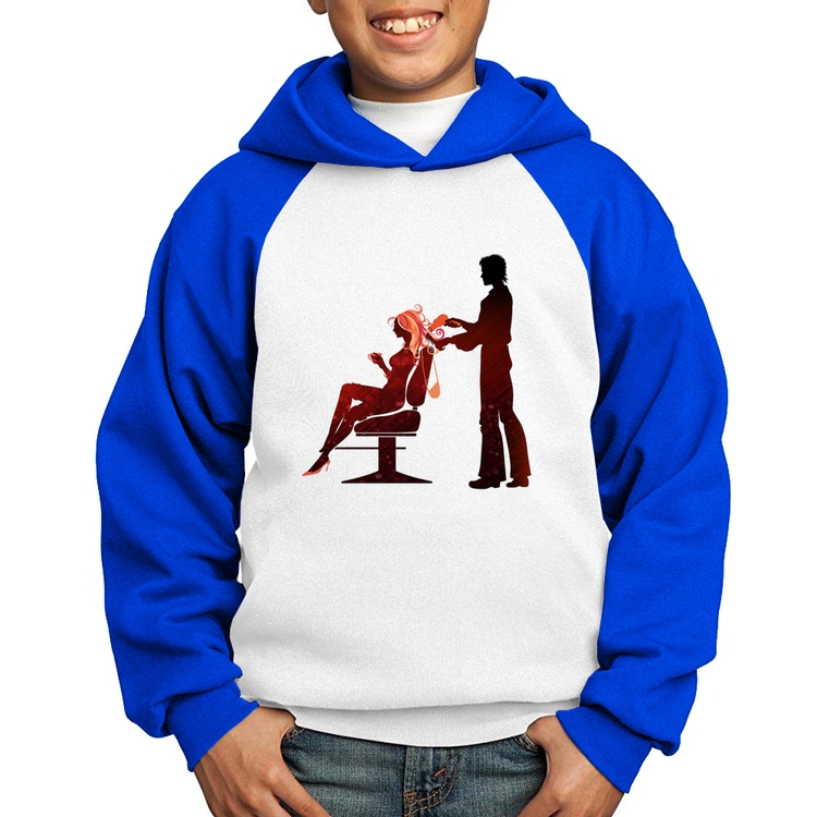 Moletom Infantil Cabeleireiro - Branco/Azul