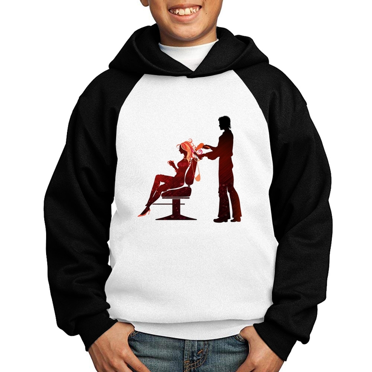 Moletom Infantil Cabeleireiro - Branco/Preto