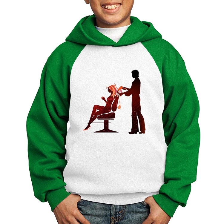 Moletom Infantil Cabeleireiro - Branco/Verde
