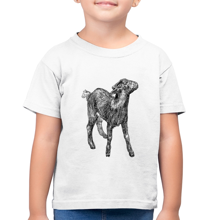 Camiseta Algodão Infantil Cabra - Branca