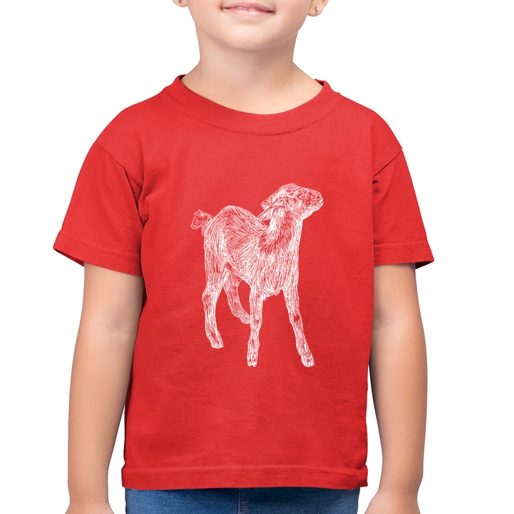 Camiseta Algodão Infantil Cabra - Vermelha