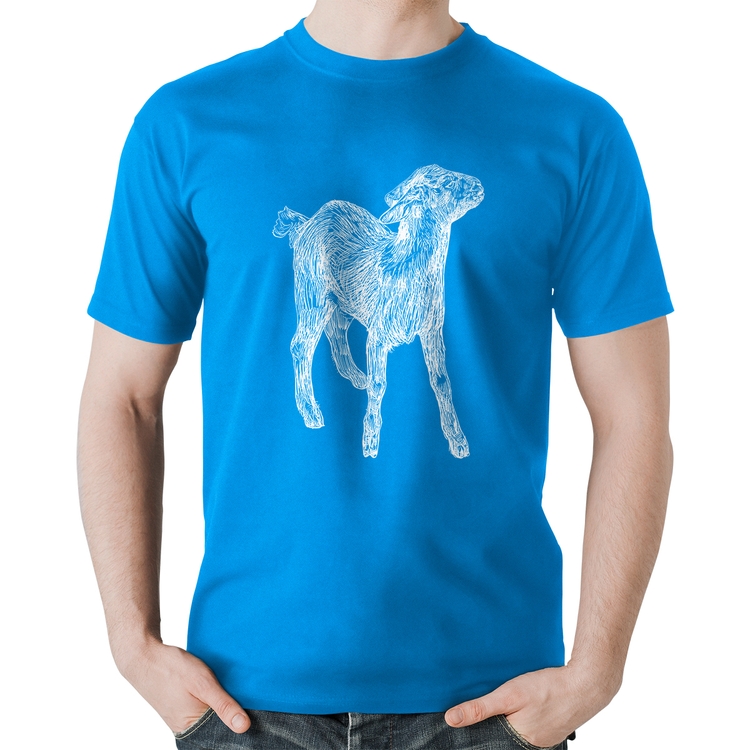 Camiseta Algodão Cabra - Azul