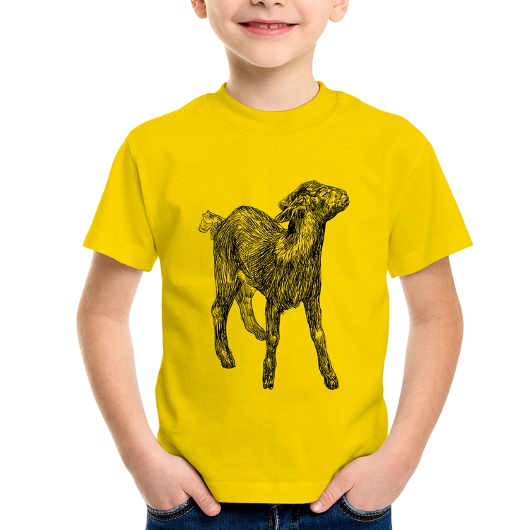 Camiseta Infantil Cabra - Amarela