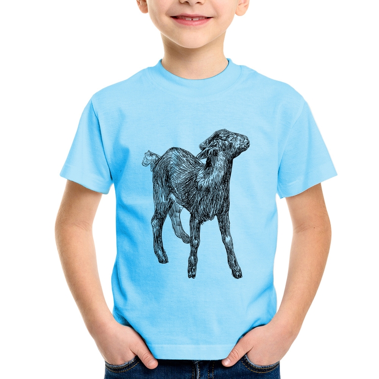 Camiseta Infantil Cabra - Azul Bebê