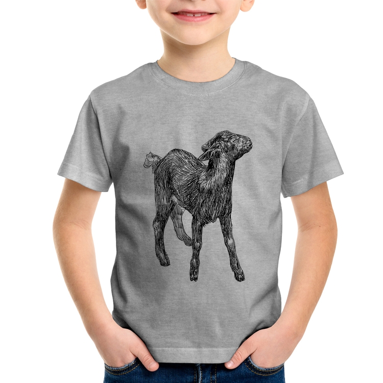 Camiseta Infantil Cabra - Cinza