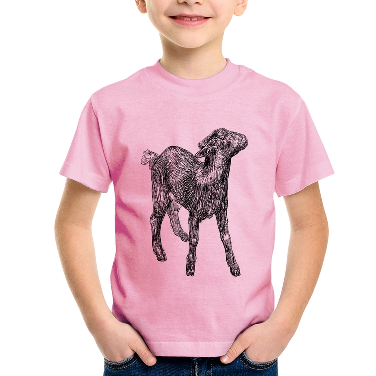 Camiseta Infantil Cabra - Rosa Bebê