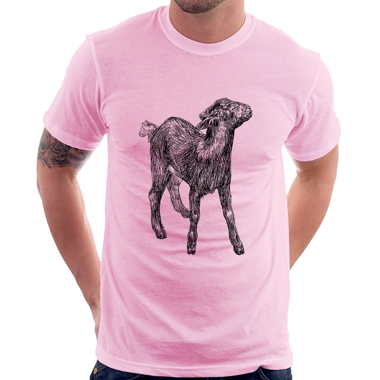 Camiseta Cabra - Rosa Bebê