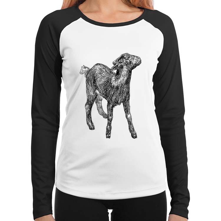 Baby Look Raglan Cabra Manga Longa