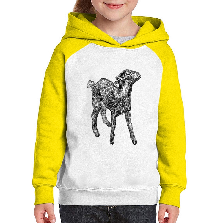Moletom Infantil Cabra - Branco/Amarelo