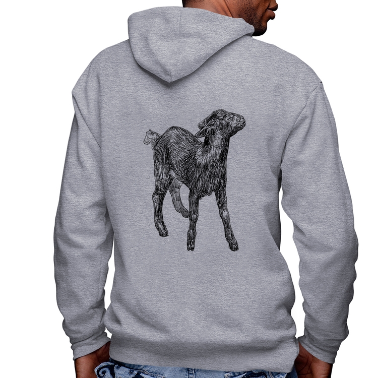 Blusa Moletom Cabra Masculina com Capuz e Zíper - Mescla