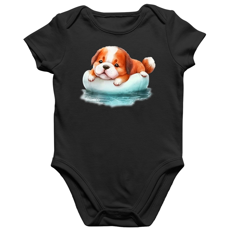 Body Bebê Algodão Cachorrinho Na Piscina 