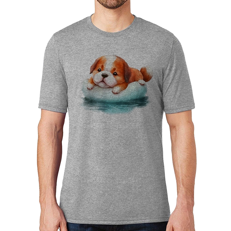 Camiseta Cachorrinho Na Piscina  - Cinza
