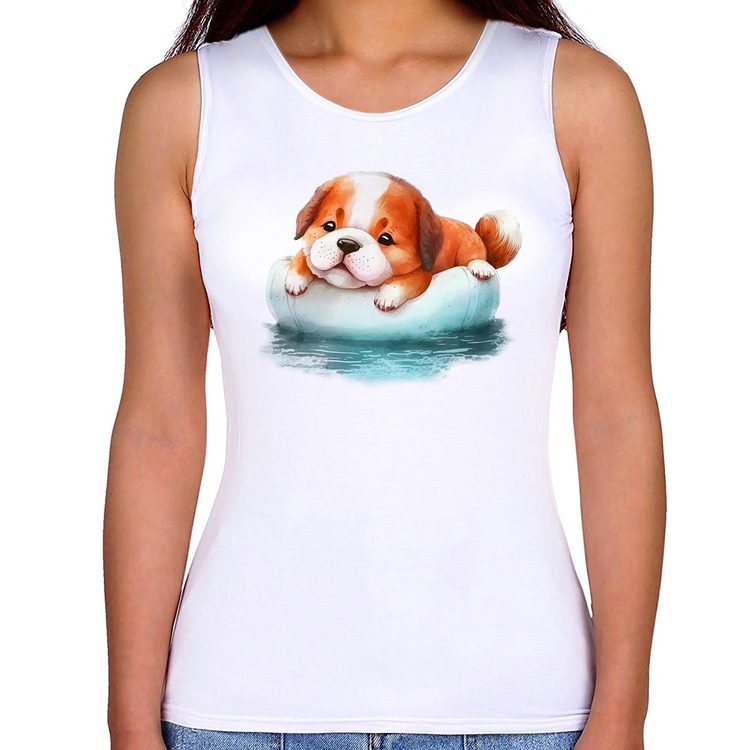 Regata Feminina Cachorrinho Na Piscina 