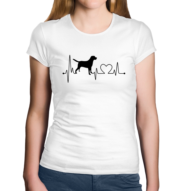 Baby Look Algodão Cachorro Batimentos Cardíacos - Branca