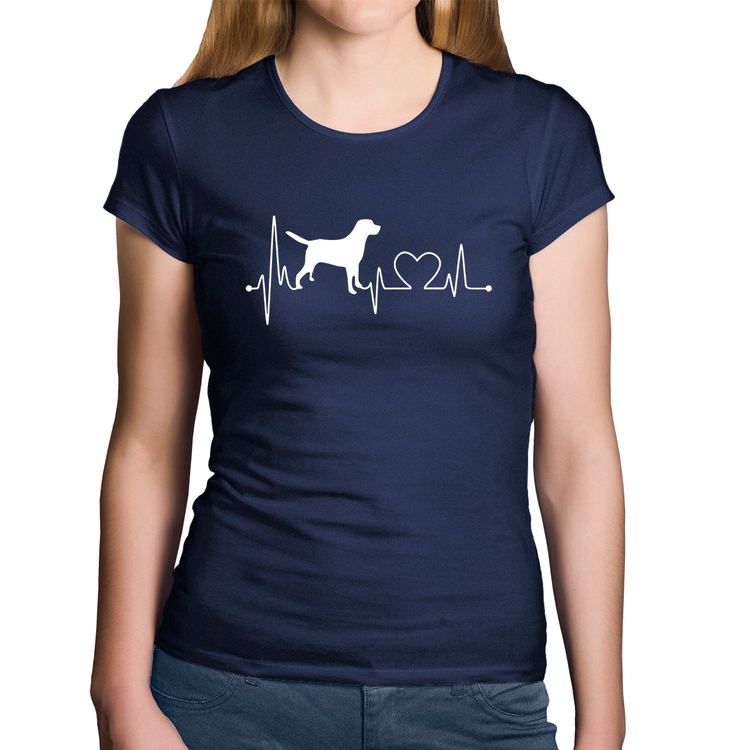 Baby Look Algodão Cachorro Batimentos Cardíacos - Marinho