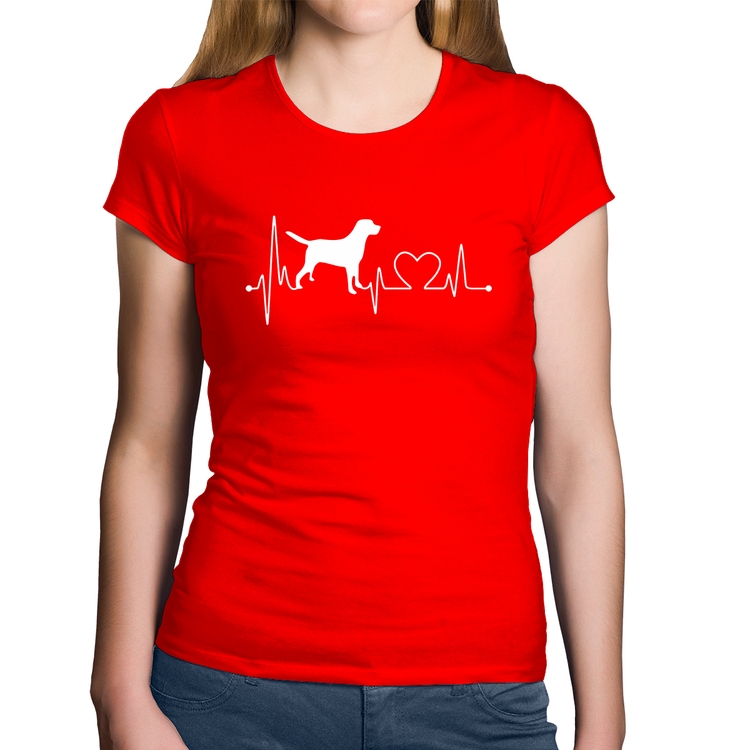 Baby Look Algodão Cachorro Batimentos Cardíacos - Vermelha