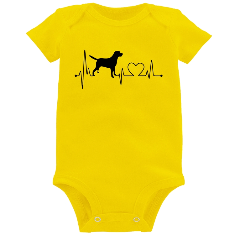 Body Bebê Cachorro Batimentos Cardíacos - Amarelo