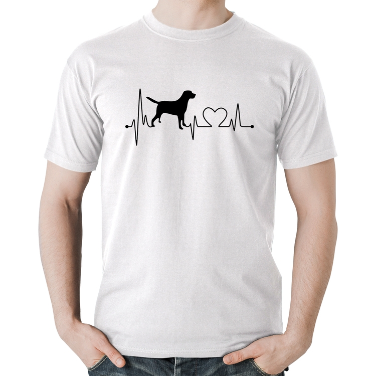 Camiseta Algodão Cachorro Batimentos Cardíacos - Branca