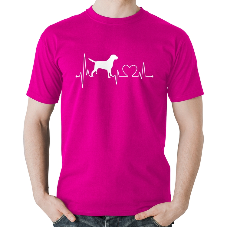 Camiseta Algodão Cachorro Batimentos Cardíacos - Rosa