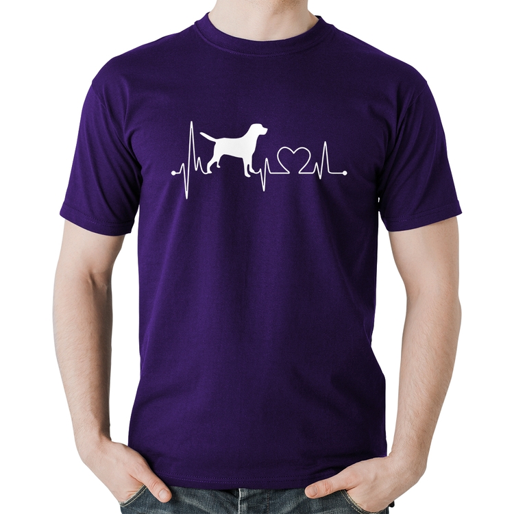 Camiseta Algodão Cachorro Batimentos Cardíacos - Roxa
