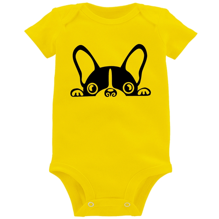 Body Bebê Cachorro Boston Terrier - Amarelo