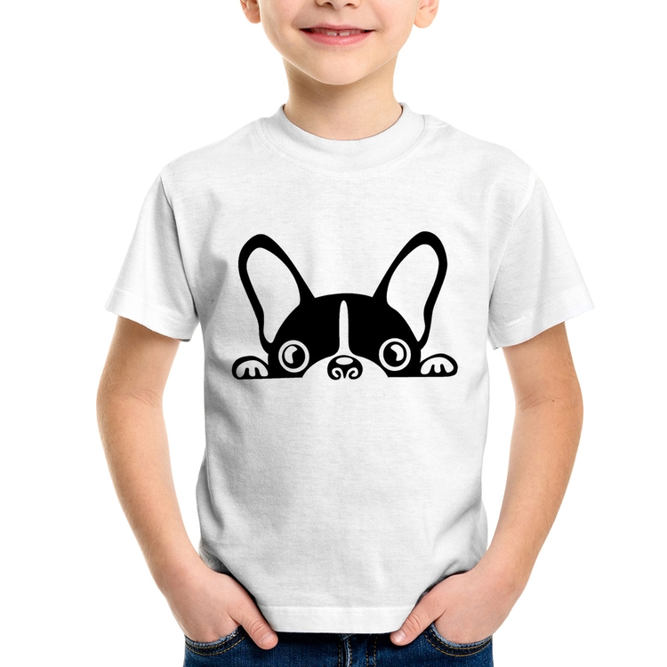 Camiseta Infantil Cachorro Boston Terrier