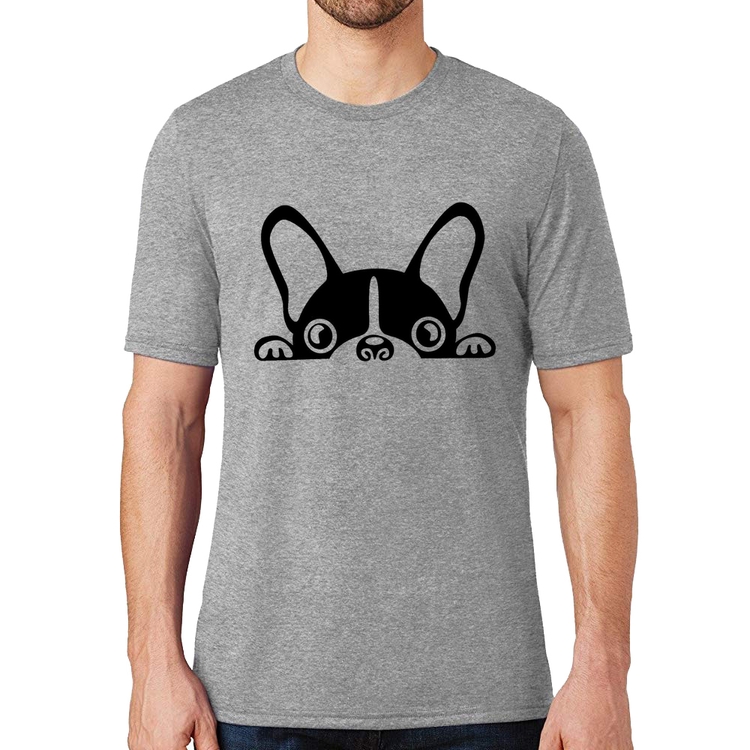 Camiseta Cachorro Boston Terrier - Cinza