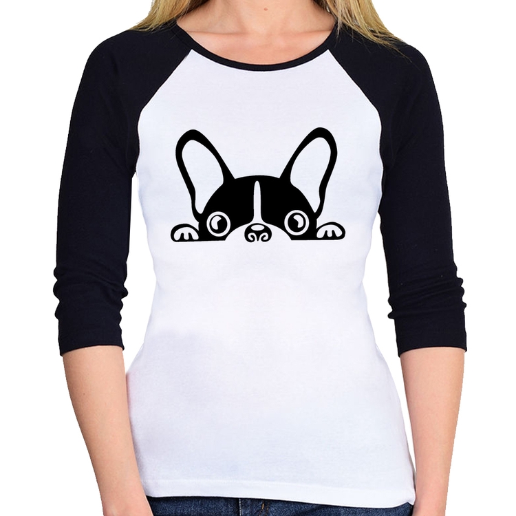 Baby Look Raglan Cachorro Boston Terrier Manga 3/4
