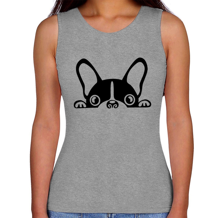Regata Feminina Cachorro Boston Terrier - Cinza