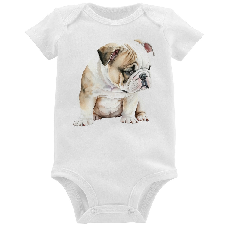 Body Bebê Cachorro Buldogue Inglês