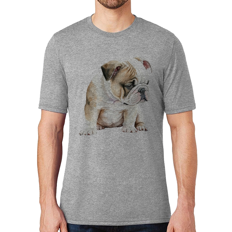 Camiseta Cachorro Buldogue Inglês - Cinza