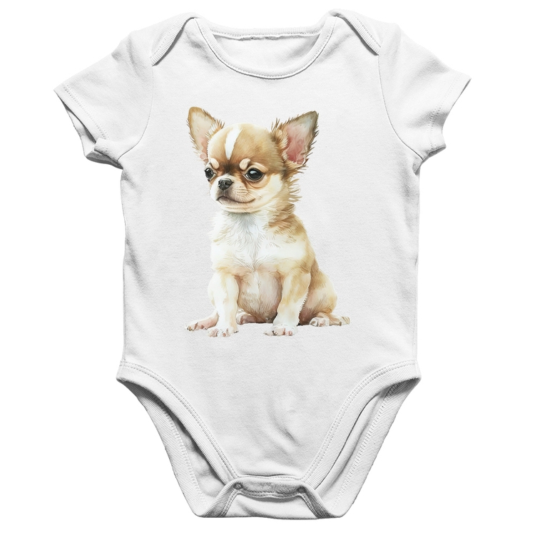 Body Bebê Algodão Cachorro Chihuahua - Branco