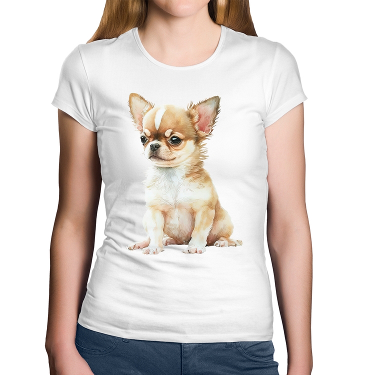 Baby Look Algodão Cachorro Chihuahua - Branca