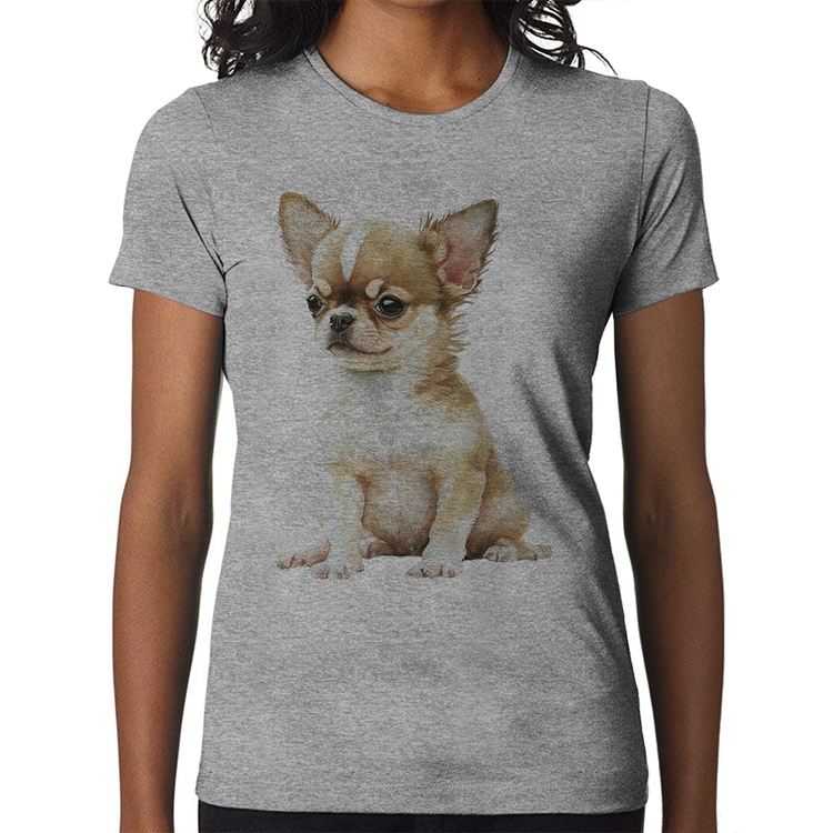 Baby Look Cachorro Chihuahua - Cinza