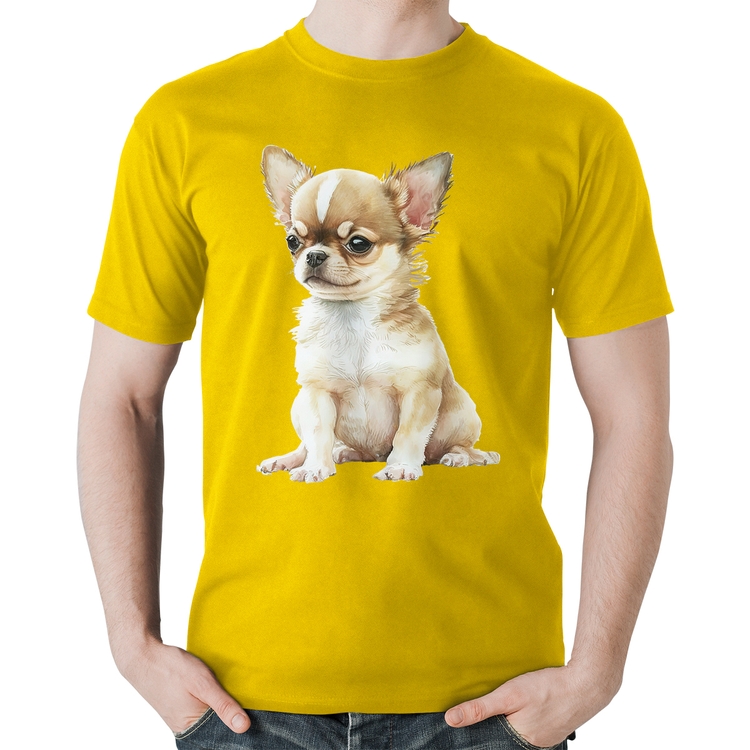 Camiseta Algodão Cachorro Chihuahua - Amarela