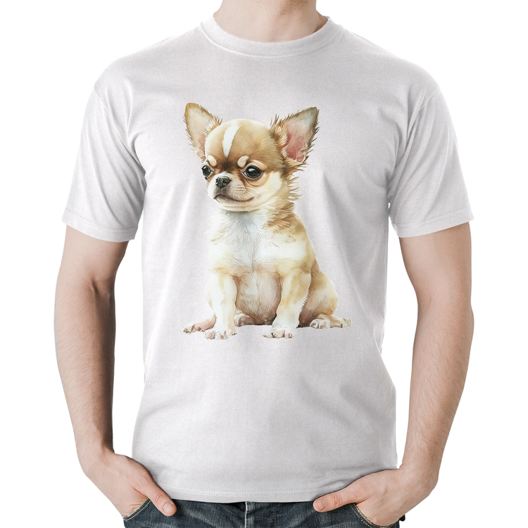 Camiseta Algodão Cachorro Chihuahua - Branca