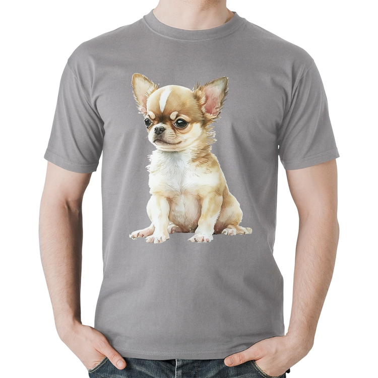 Camiseta Algodão Cachorro Chihuahua - Cinza