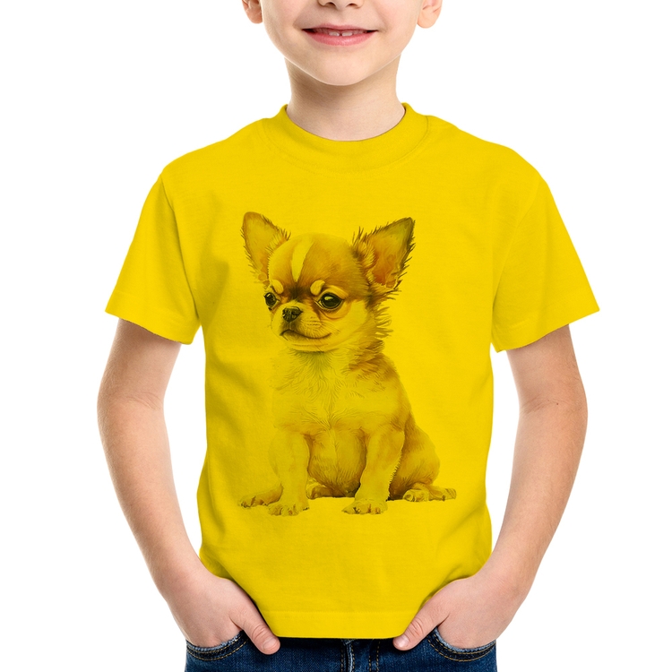 Camiseta Infantil Cachorro Chihuahua - Amarela