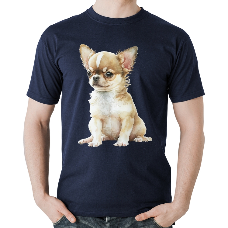 Camiseta Algodão Cachorro Chihuahua - Marinho